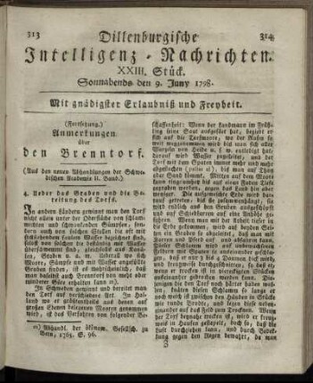 XXIII. Stück. Sonnabends den 9. Juny 1798.