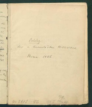 Catalog der v. Lasaulxschen Bibliothek