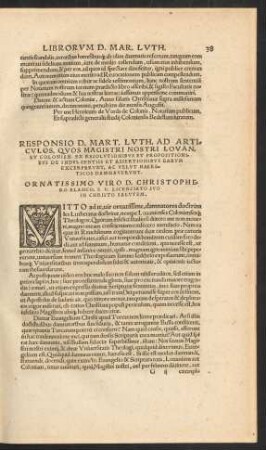 Responsio D. Mart. Luth. Ad Articulos ...