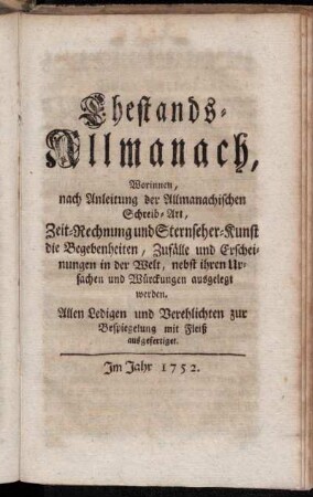 Ehestands-Allmanach