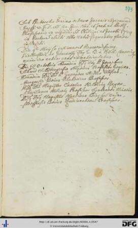 [fol. 273] Rektorat Johann Sigmund Stapf 1734