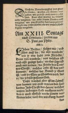 Am XXIII. Sontag nach Trinitatis ...