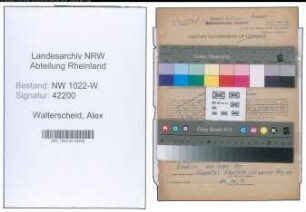 Entnazifizierung Alex Walterscheid , geb. 27.09.1912 (Bahnbeamter)