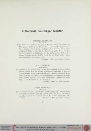 II. Gemälde neuzeitiger Meister (Nr. 102-184)