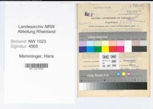 Entnazifizierung Hans Memminger , geb. 14.11.1901 (Postsekretaer)