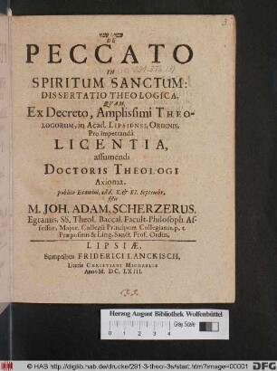 De Peccato In Spiritum Sanctum: Dissertatio Theologica