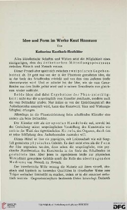 33: Idee und Form im Werke Knut Hamsuns