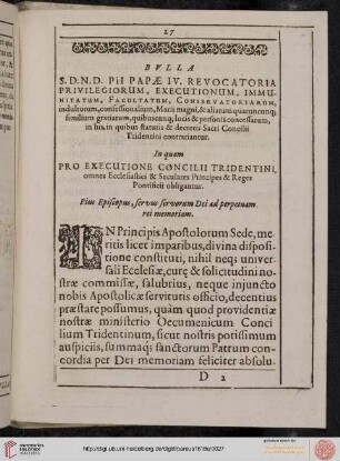 Bulla S.D.N.P. Pii Papae IV. Revocatoria