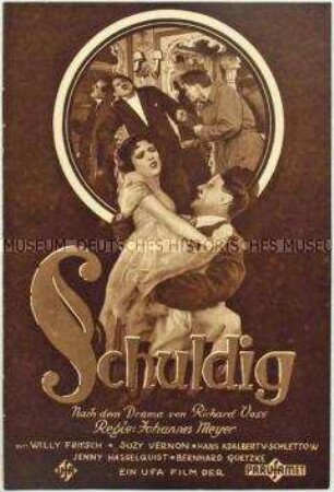 Programmheft zu dem deutschen Spielfilm "Schuldig"