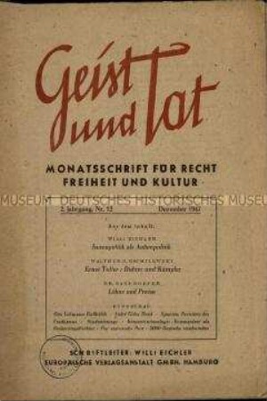 Geist und Tat. 2. Jg. 1947