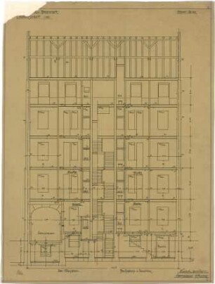 Billing, Hermann; Karlsruhe, Gerwigstr. 35; Haus Wilhelm Pfrommer - Längsschnitt