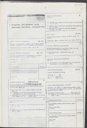 1. Allgemeines, Bibliographien, Lexika, Sammelwerke, Musikführer, Vereinsschriften
