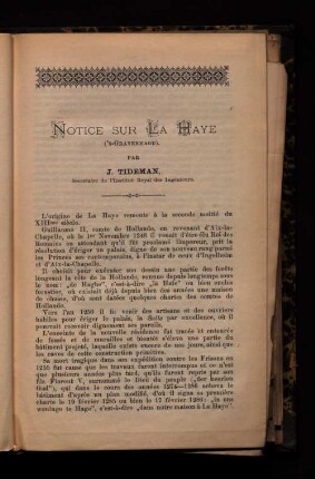 Notice sur la Haye [...]