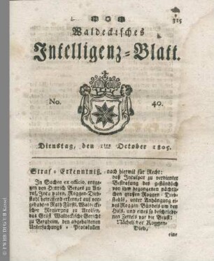 No. 40, Dienstag, den 1ten October 1805
