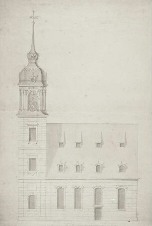 Pretzsch/Elbe, Stadtkirche: Umbauentwurf, Aufriß der Südseite