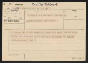 Brief von Rudolf K. Goldschmit-Jentner an Gerhart Hauptmann