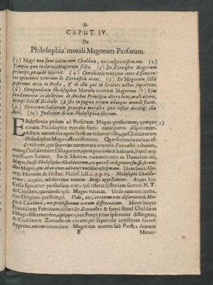 Caput. IV. De Philosophia morali Magorum Persarum.