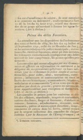 Peines des délits Forestiers