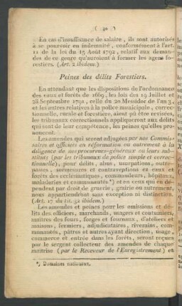 Peines des délits Forestiers