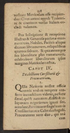 Caput IV. De electione Consiliarii Et Procuratorum.
