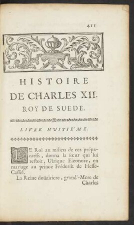 Histoire De Charles XII. Roy De Suede. Livre Huitiéme.