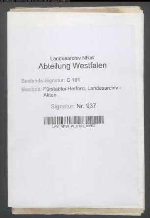 Spezifikation der Ländereien des Meierhofes zu Hiddenhausen