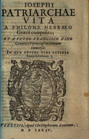 Josephi patriarchae vita : in qua optimi viri civilis forma describitur