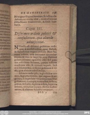 Caput III. Discrimen ordinis politici [et] confusionum, quae aliunde admiscentur.