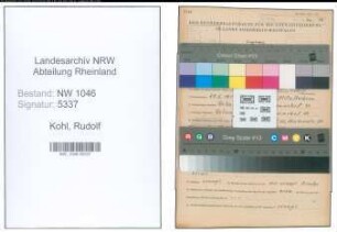 Entnazifizierung Rudolf Kohl , geb. 28.06.1914 (Kaufmaennischer Angestellter)
