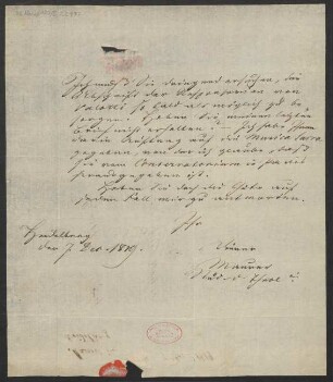 Brief an B. Schott's Söhne : 07.12.1819