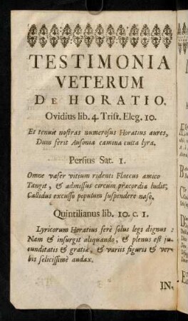 3v, Testimonia Veterum De Horatio.