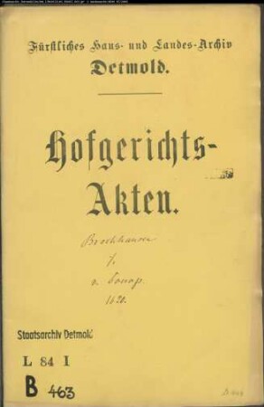Brockhausens Kinder Vormunde gegen Philipp von Donop - Schuldforderung