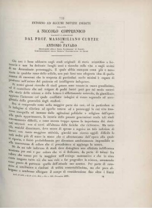 Intorno ad alcune notizie inedite relative a Niccolo Coppernico raccolte e pubblicate dal Prof. Massimiliano Curtze.