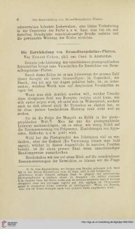 Die Entwicklung von Bromsilbergelatine-Platten