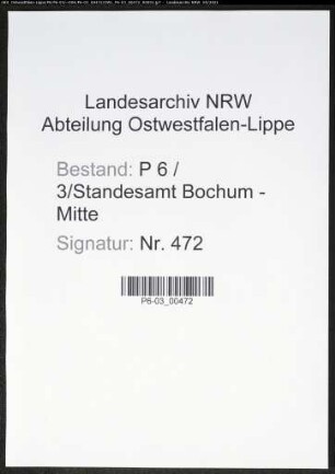Heiratsregister Standesamt Bochum-Mitte