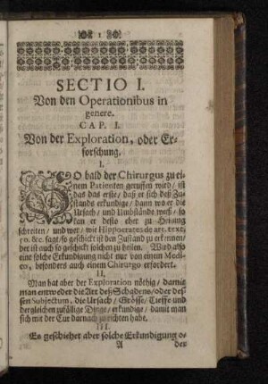 Sectio I. Von den Operationibus in genere.