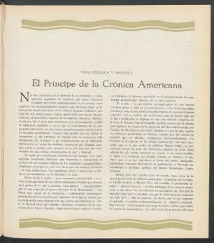 El Príncipe de la Crónica Americana : Vida literaria y artística
