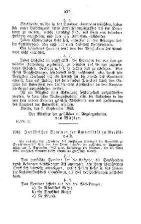 Juristisches Seminar der Universität zu Greifswald : [II. Akademien und Universitäten]