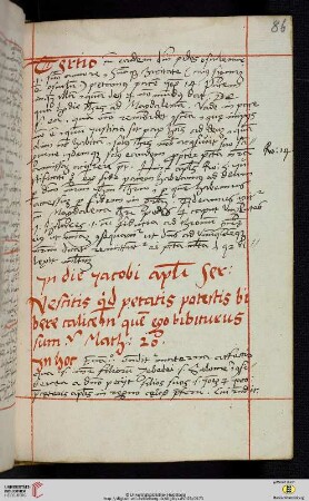 Jn die Jacobi apostoli Sermo [Predigttext, Mt 20,22:]