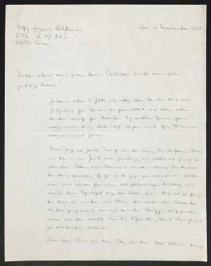 Brief von Erhart Kästner an Gerhart Hauptmann und Margarete Hauptmann