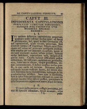 Caput III. Impedimenta Capitulationis Perpetuae Strictim Percenset, ...