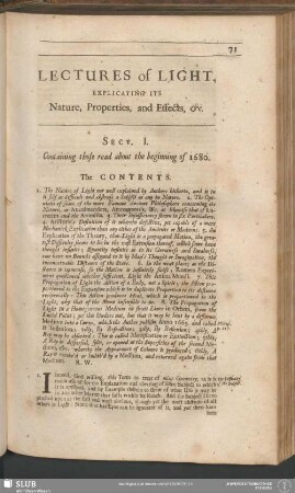 Lectures of Light, Explicating Its Nature, Properties, and Effects, &c.