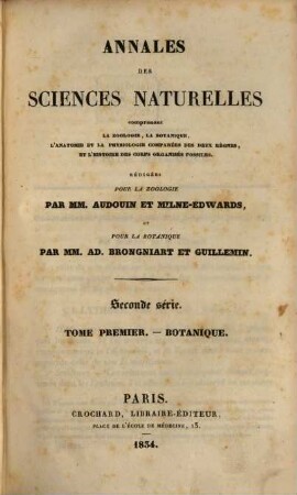 Annales des sciences naturelles. Botanique. 1, 1. 1834