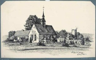 Die Kirche und die Ruine der Wasserburg in Ruppendorf bei Dippoldiswalde