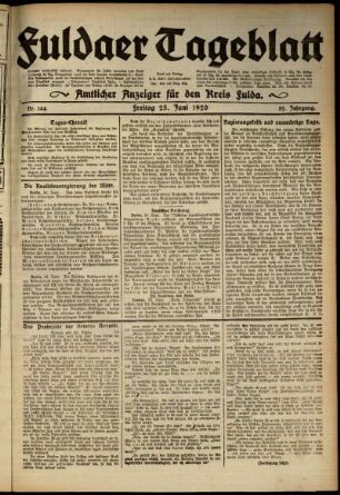 Ausgabe vom Freitag, den 25. Juni 1920.