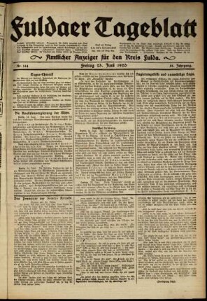 Ausgabe vom Freitag, den 25. Juni 1920.