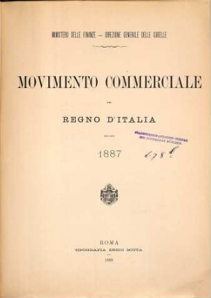 Movimento commerciale del Regno d'Italia. 1887