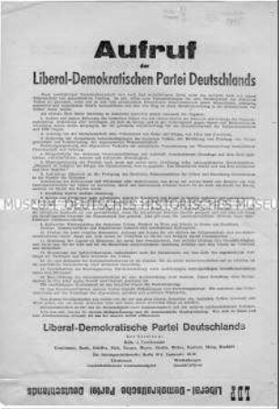 Aufruf der LDPD zur Neugründung und zum Wiederaufbau