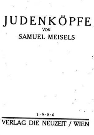 Judenköpfe / von Samuel Meisels