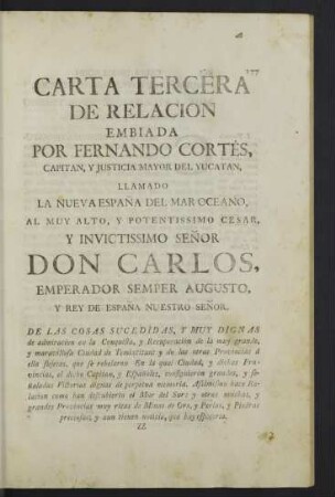 Carta tercera de relacion embiada por Fernando Cortés